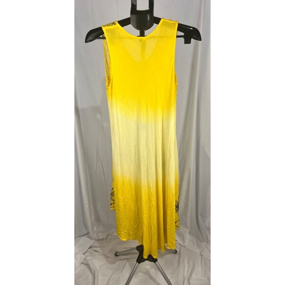 Sunflower Women’s Yellow Ombre Tank Dress Size L Lace Straps Floral Detail - Picture 3 of 3